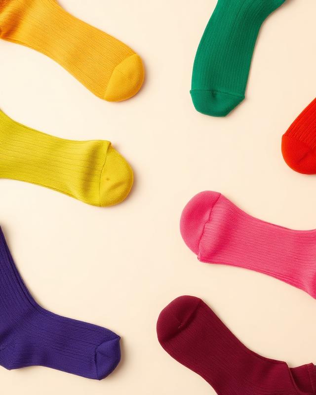 Colorful Bombas socks flat lay in bright solid colors